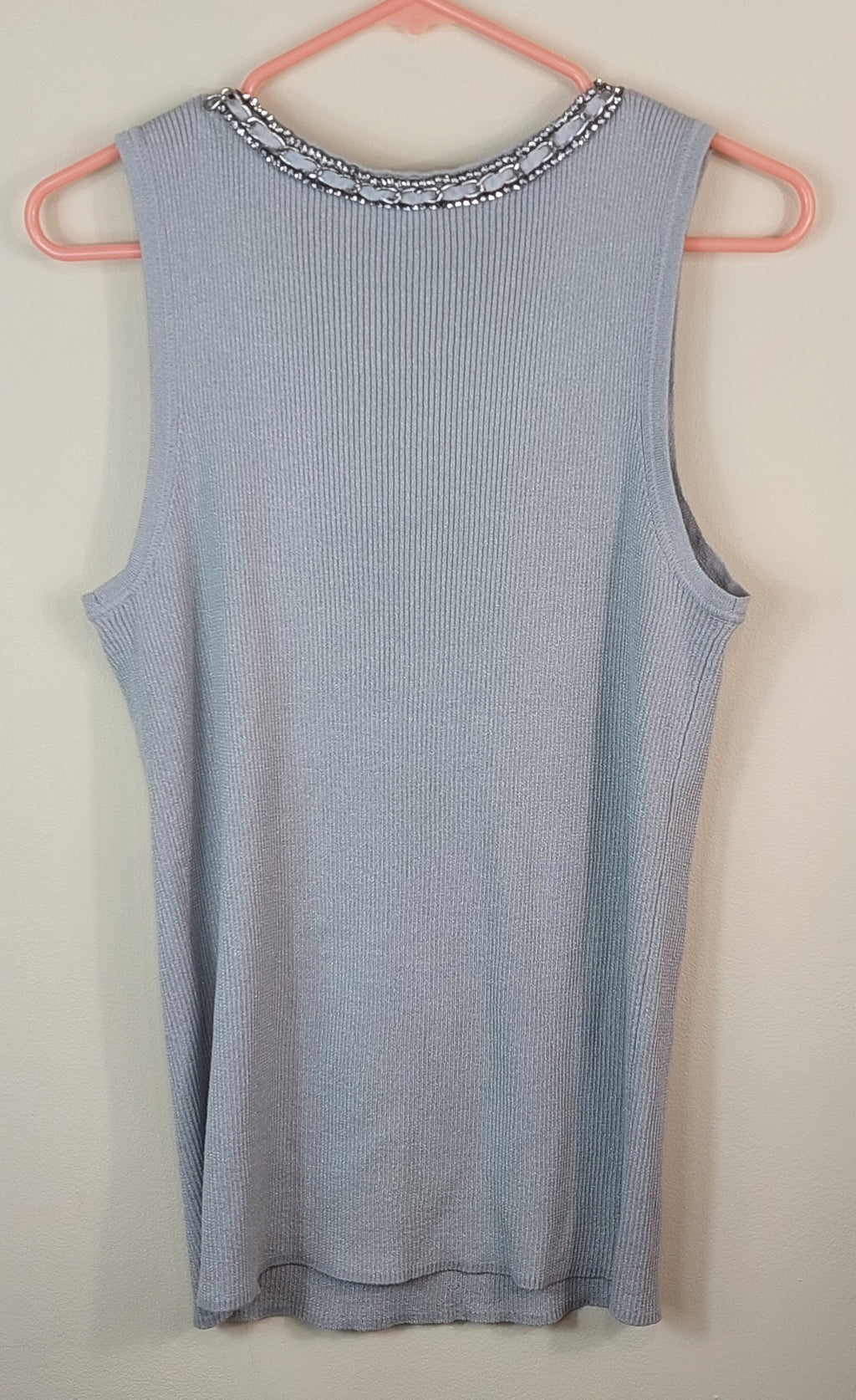 2 45 Black Label by Chicos Tank gray with colar embelishments size 2