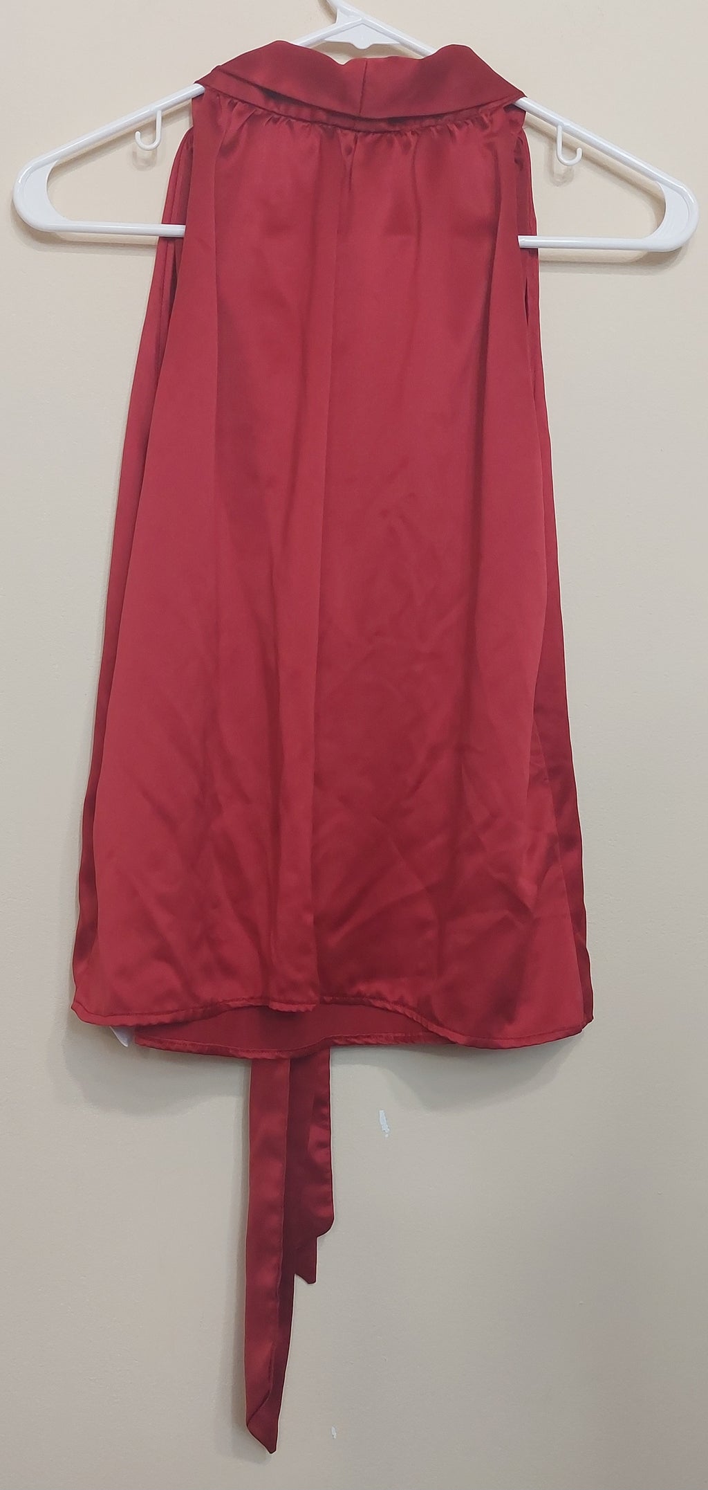 4 38 Banana Republic Large Sleeveless Tie Neck Blouse Red