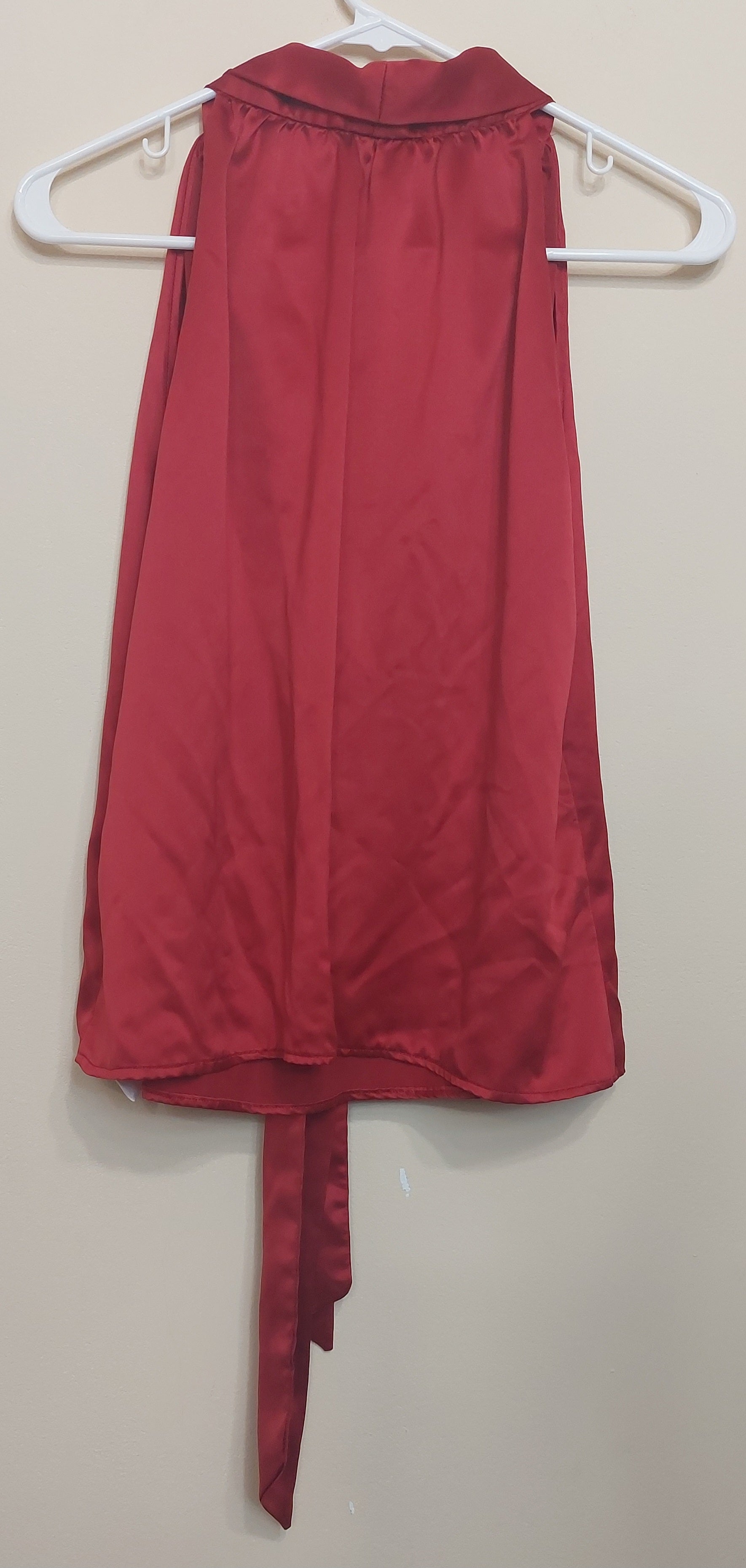 4 38 Banana Republic Large Sleeveless Tie Neck Blouse Red