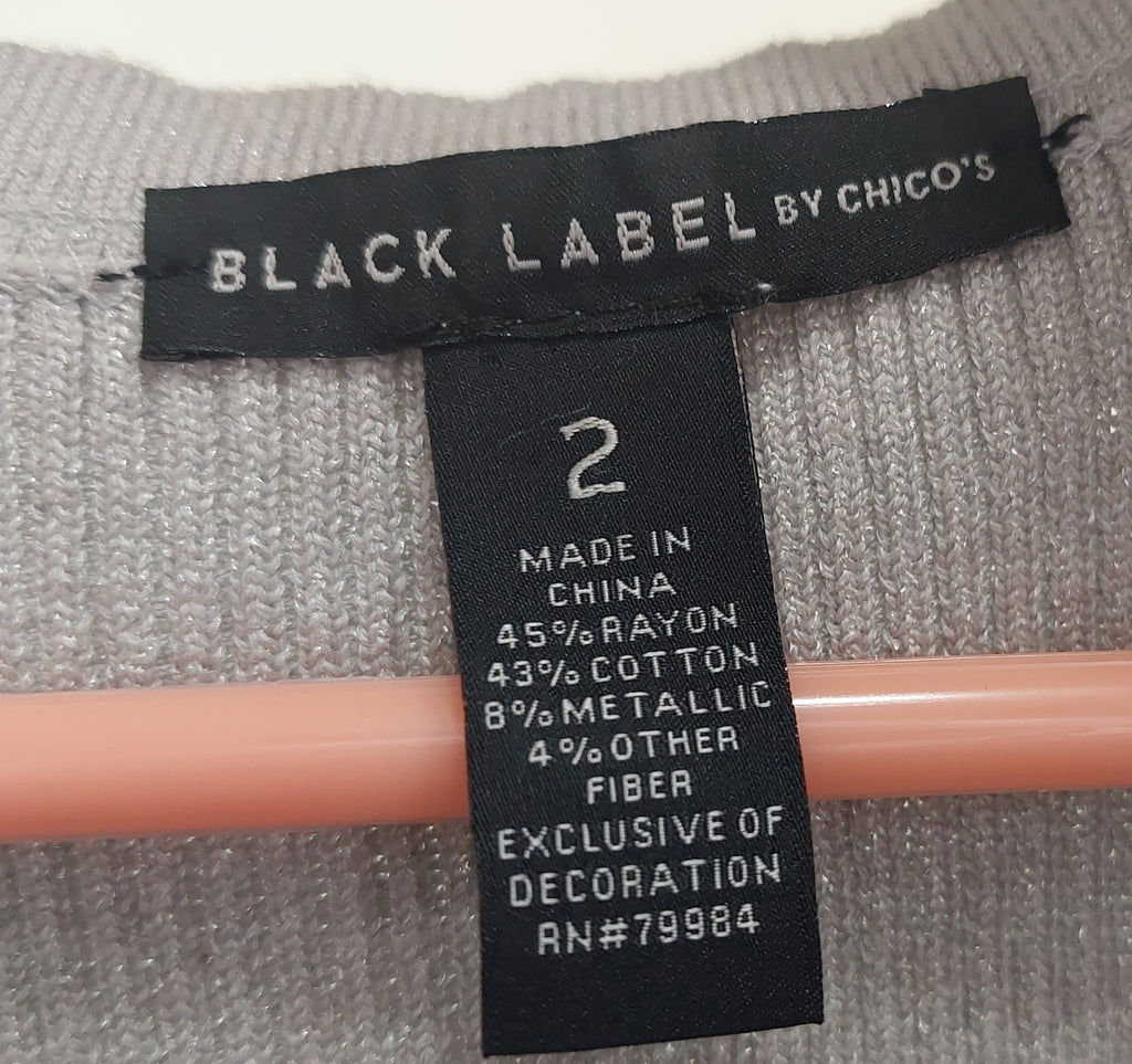 2 45 Black Label by Chicos Tank gray with colar embelishments size 2