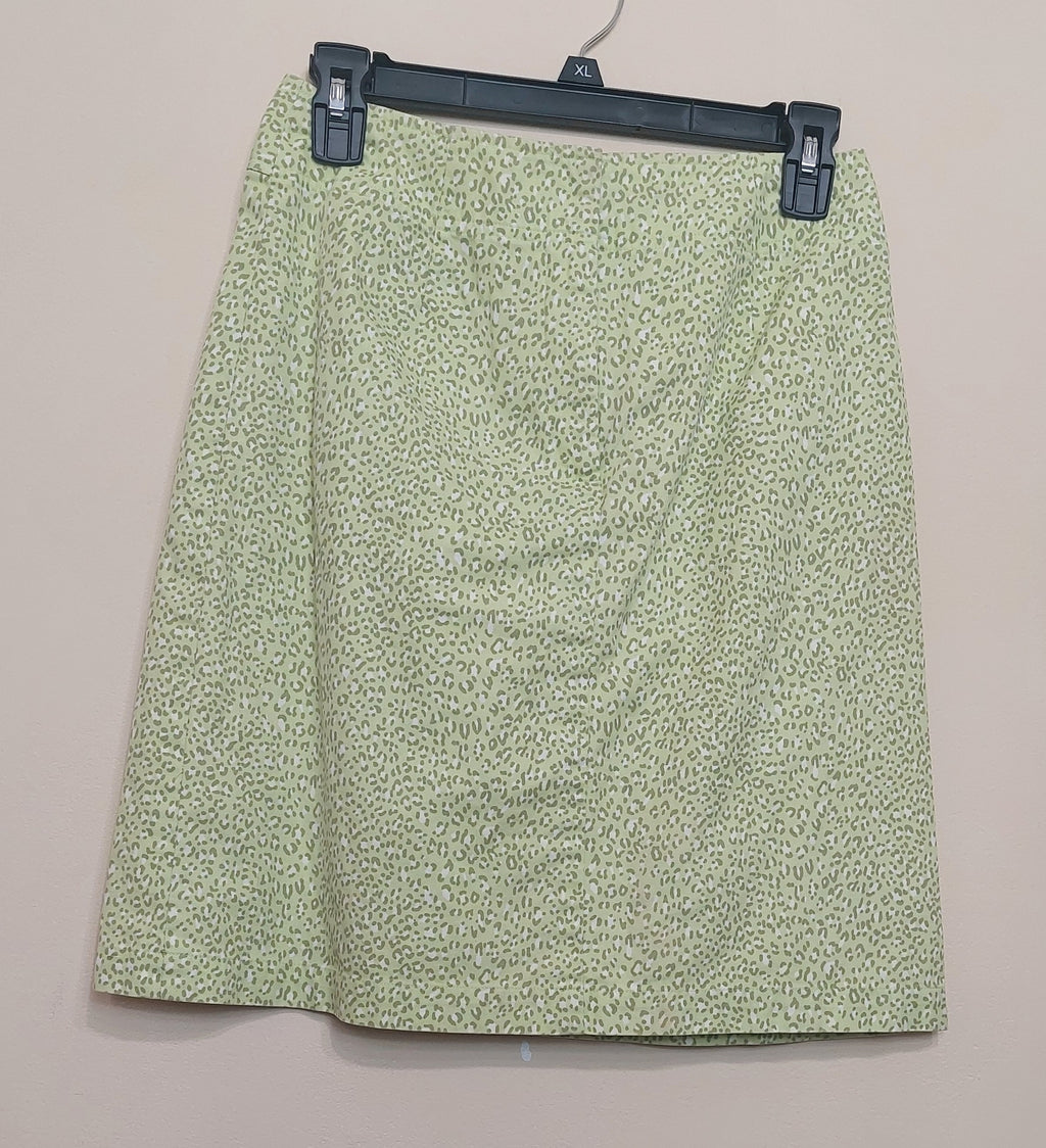 4 27 Talbots Petites 4 Green Animal Print A Line Skirt