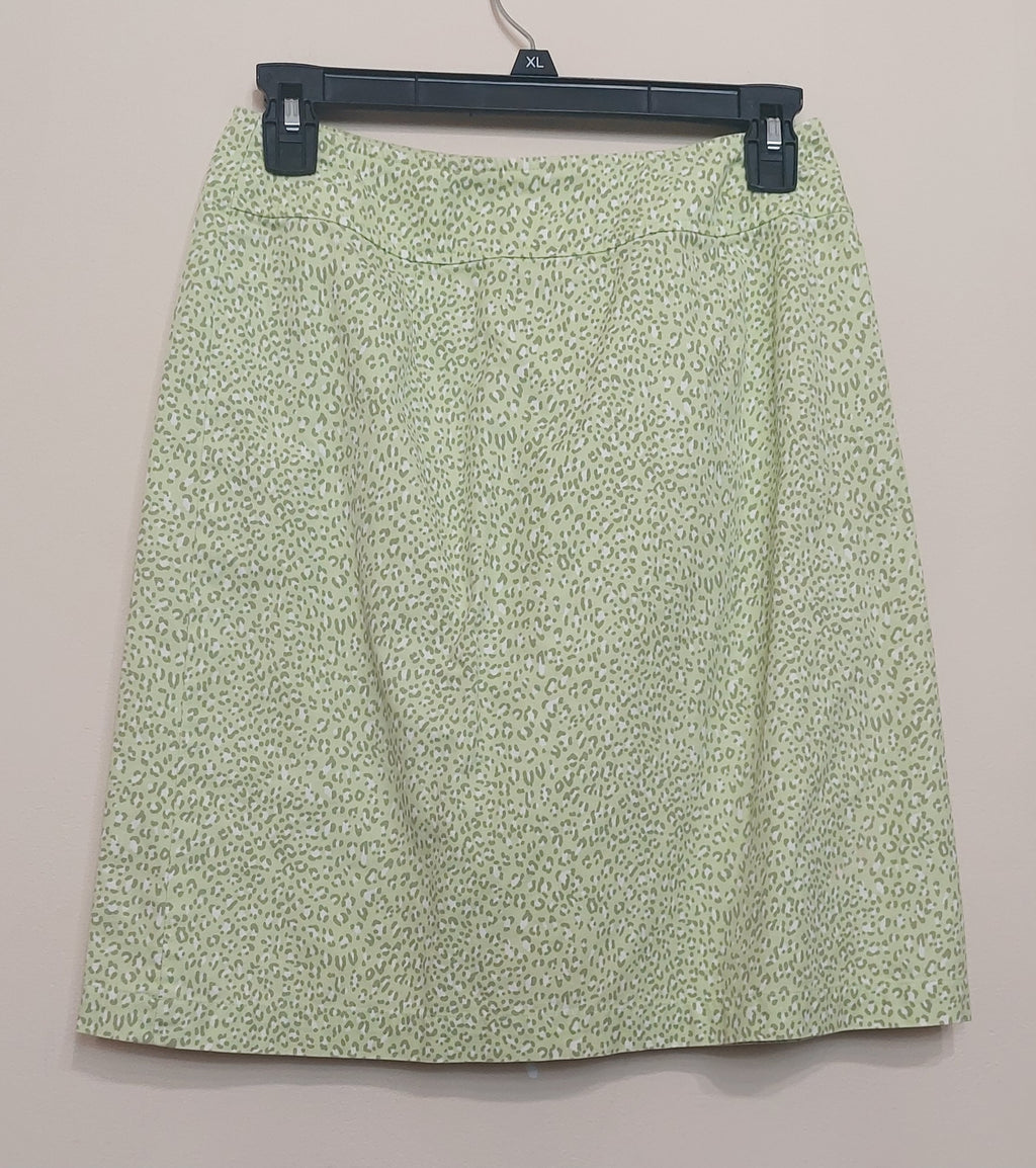 4 27 Talbots Petites 4 Green Animal Print A Line Skirt
