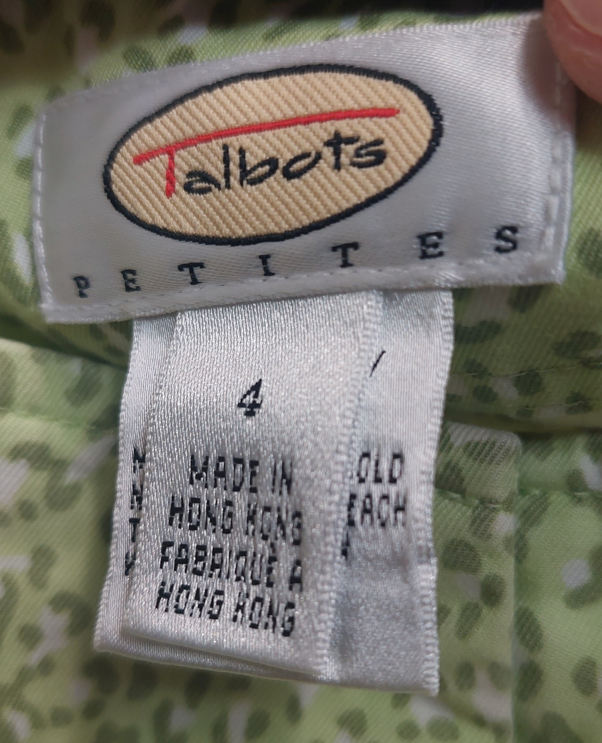 4 27 Talbots Petites 4 Green Animal Print A Line Skirt