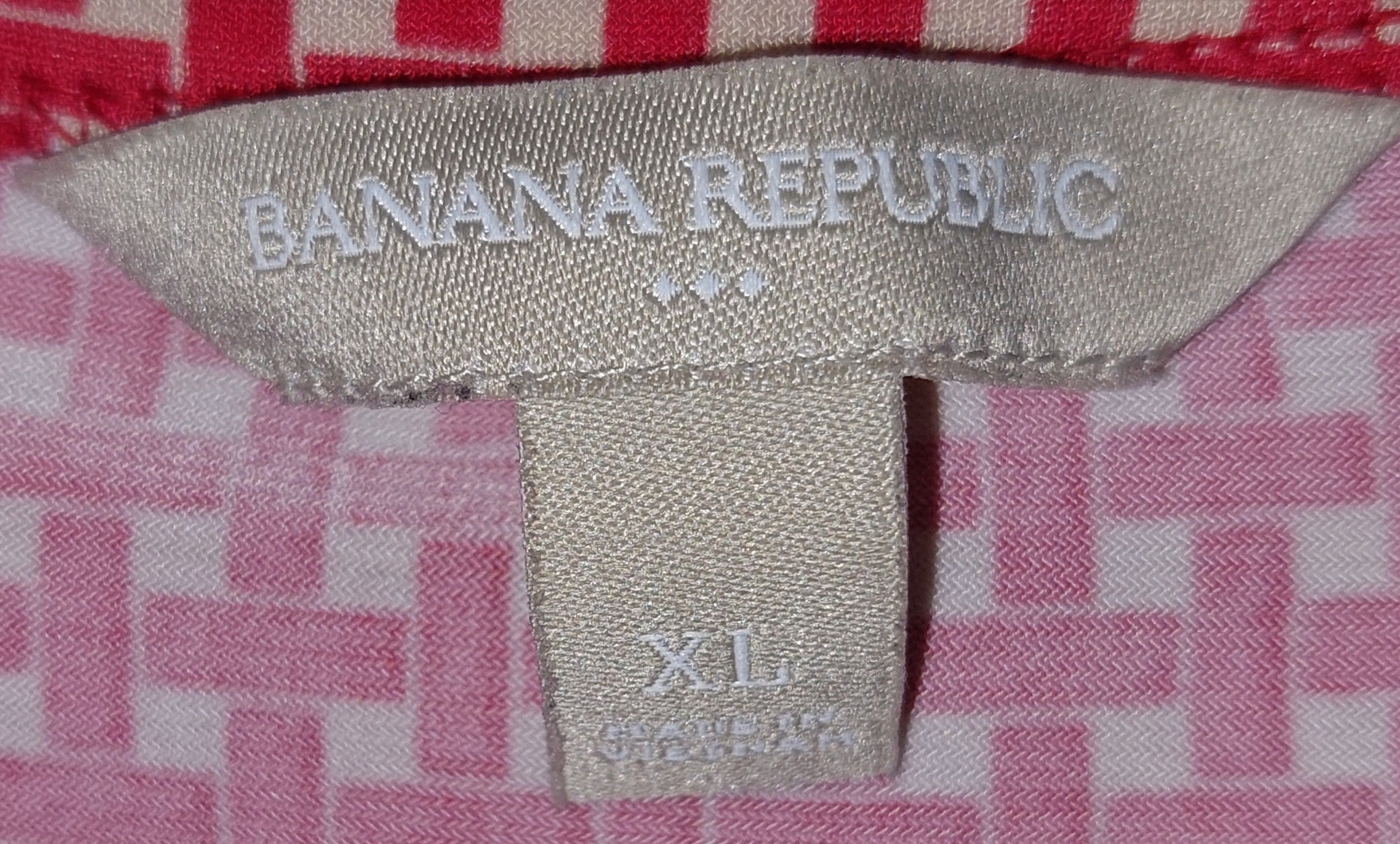 5 10 Banana Republic Size XL Sleeveless Cowl Neck Red & White Patterned Top