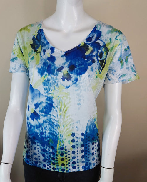 1 12 Chico's Size 2 Multicolor Short Sleeve Blouse
