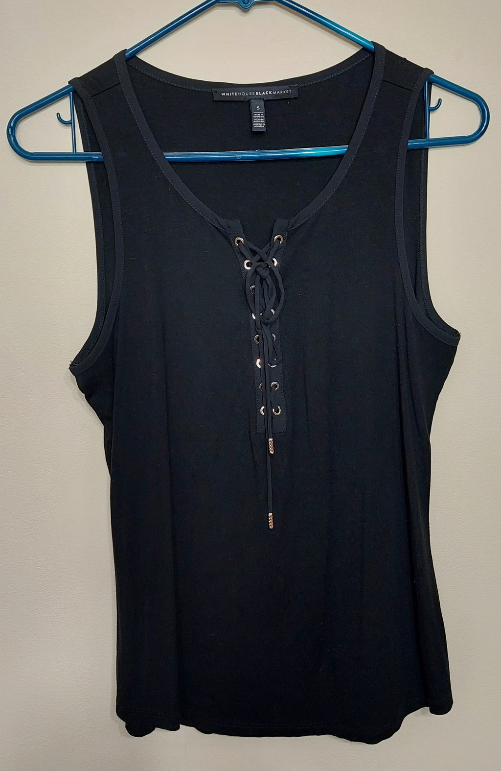 6 11 WHBM size S Black Lace Up Sleeveless Tank Top