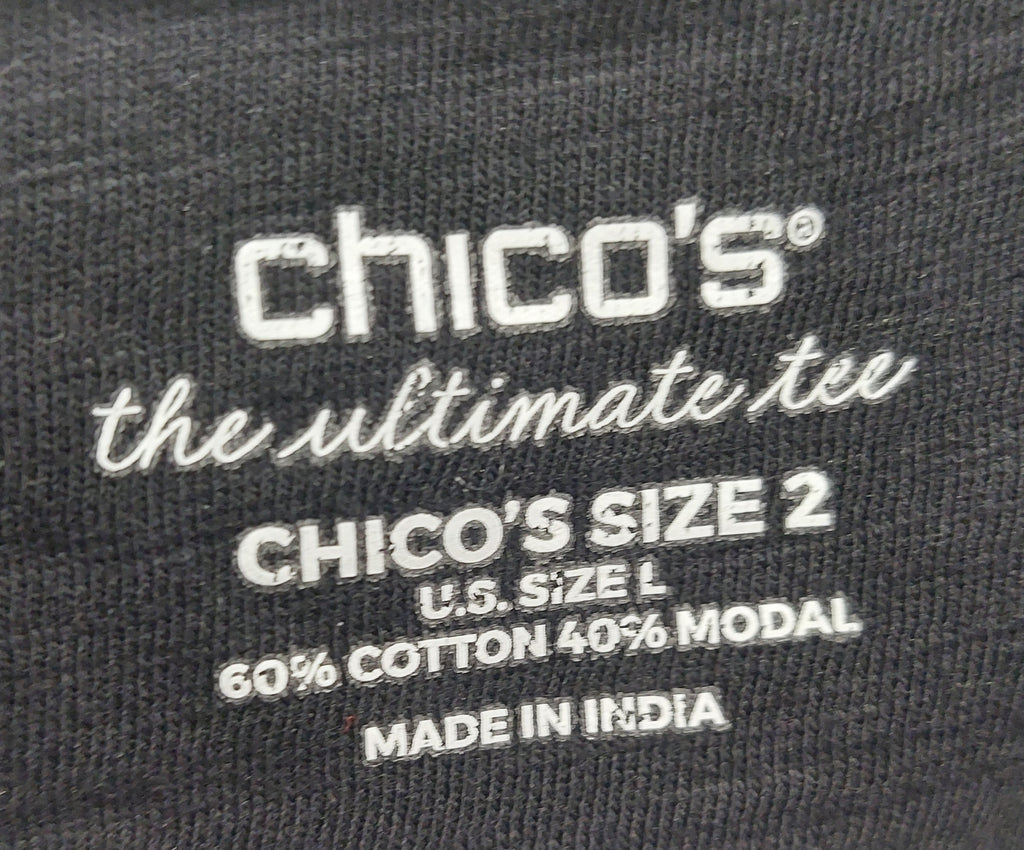 2 19 Chicos Black Tee with button front Size 2