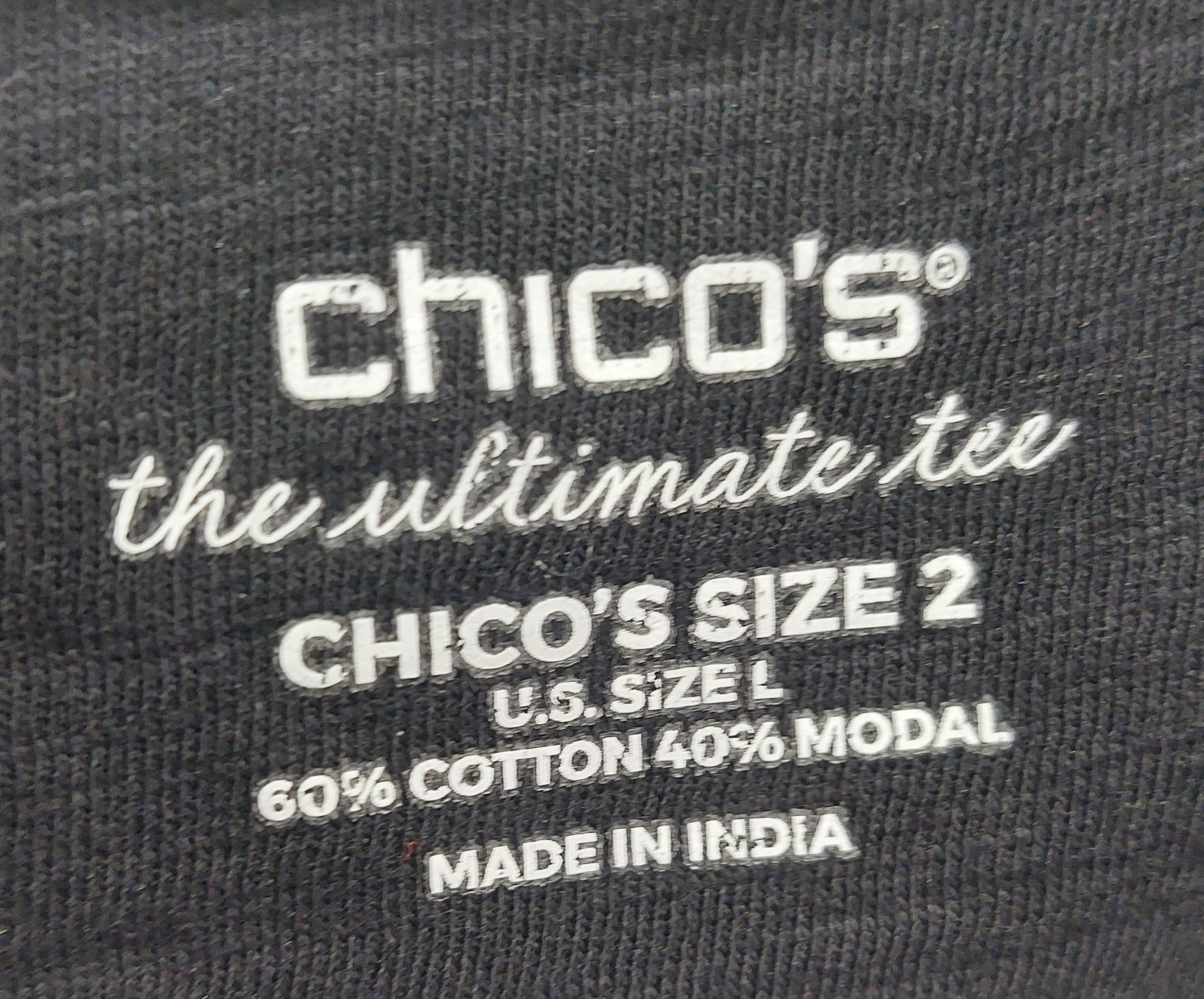 2 19 Chicos Black Tee with button front Size 2