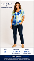 1 12 Chico's Size 2 Multicolor Short Sleeve Blouse
