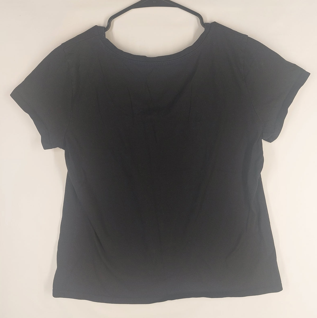 9-11 St. John’s Bay Size L Black Short Sleeve Gathered V-Neck Cotton Modal Top