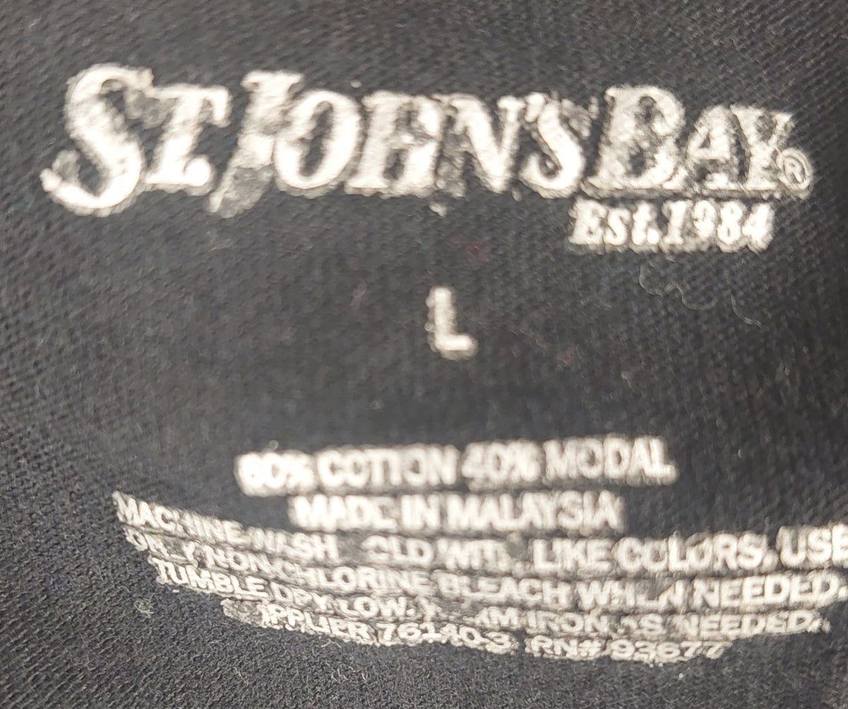 9-11 St. John’s Bay Size L Black Short Sleeve Gathered V-Neck Cotton Modal Top