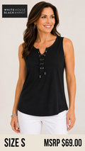 6 11 WHBM size S Black Lace Up Sleeveless Tank Top