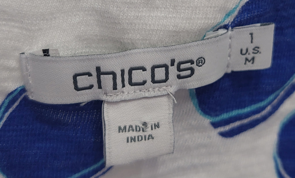2 12 Chicos Blue Poka Dot Tee Size 1