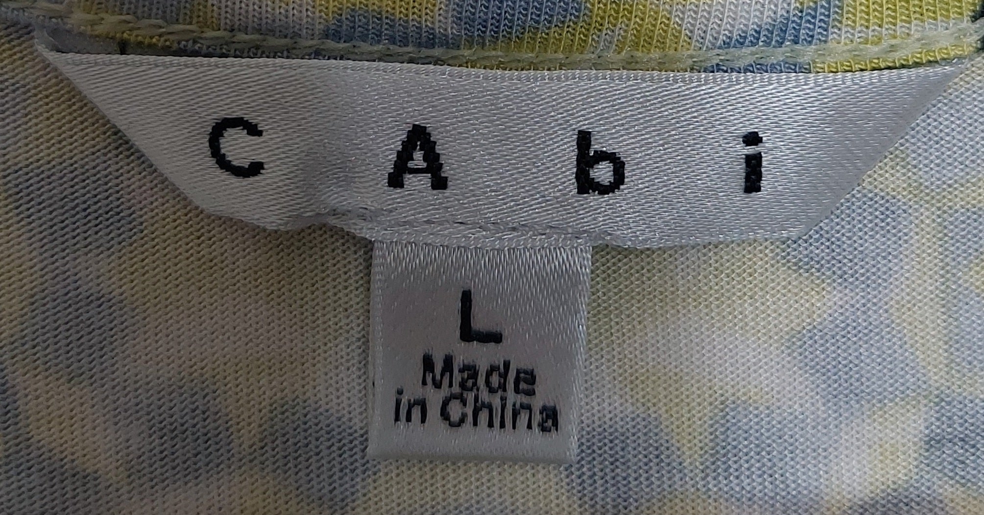 6 12 CAbi L Sleeveless Geometric Print Drape Front Knit Top