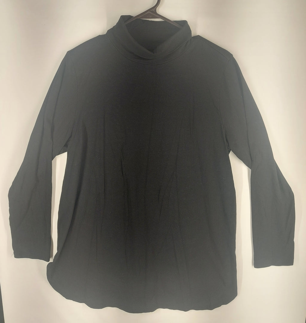 9-12 J.Jill Size Large Black Luxe Supima Shirttail Turtleneck Tunic Top