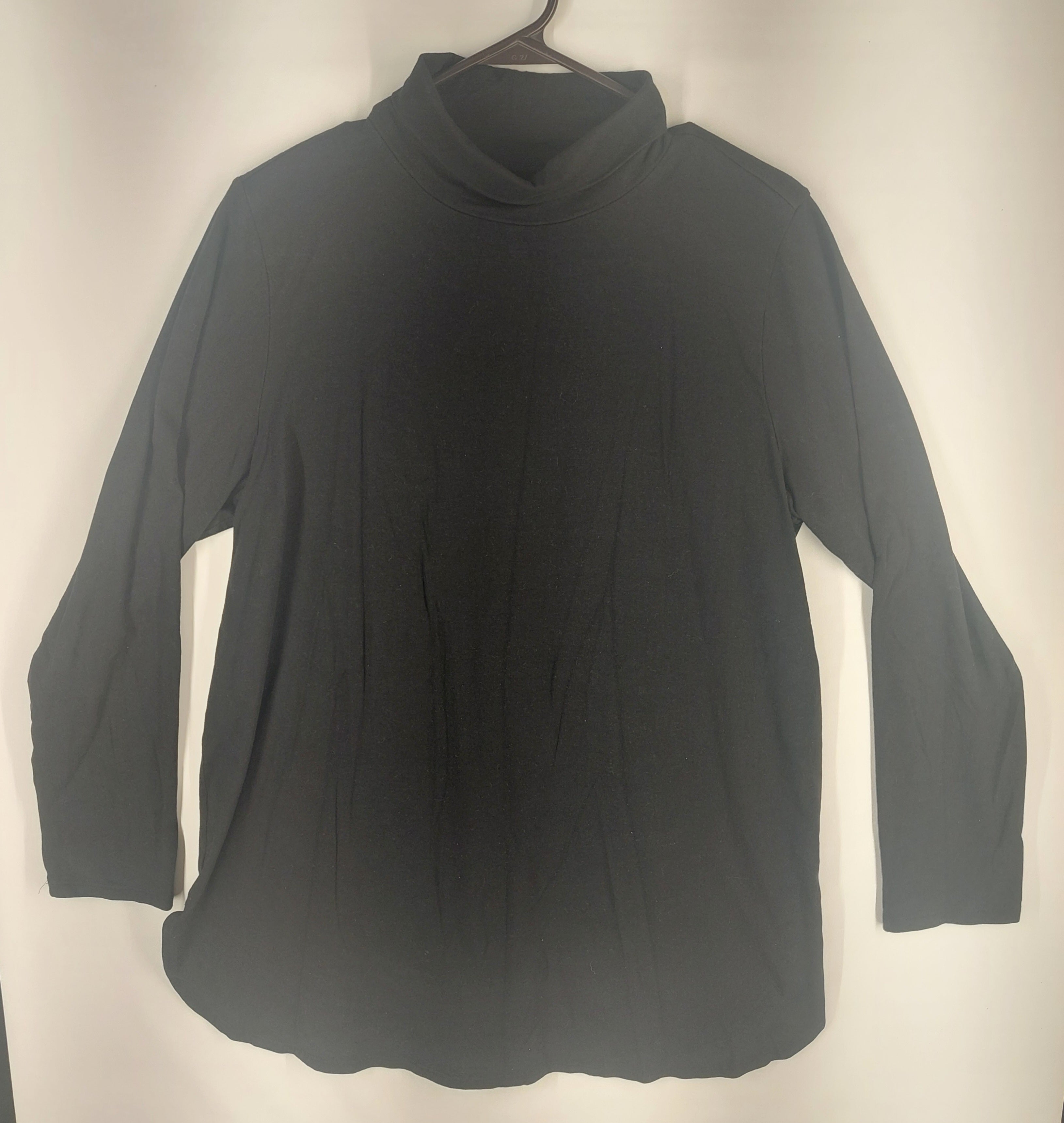 9-12 J.Jill Size Large Black Luxe Supima Shirttail Turtleneck Tunic Top