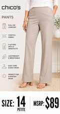 4 42 Chicos Travelers Petite 14 Khaki Straight Leg Career Pants