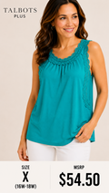 5 12 Talbots Plus Lace Trim Sleeveless Tank Top Aqua Size X
