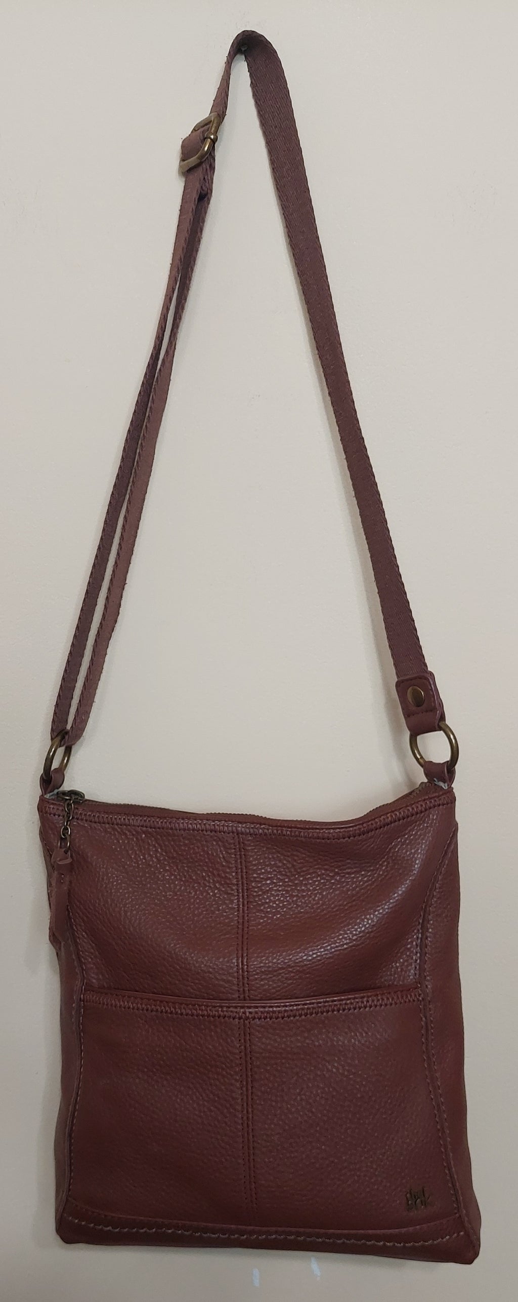 5 13  The Sak Brown Pebble Leather Fringe Crossbody Purse Medium