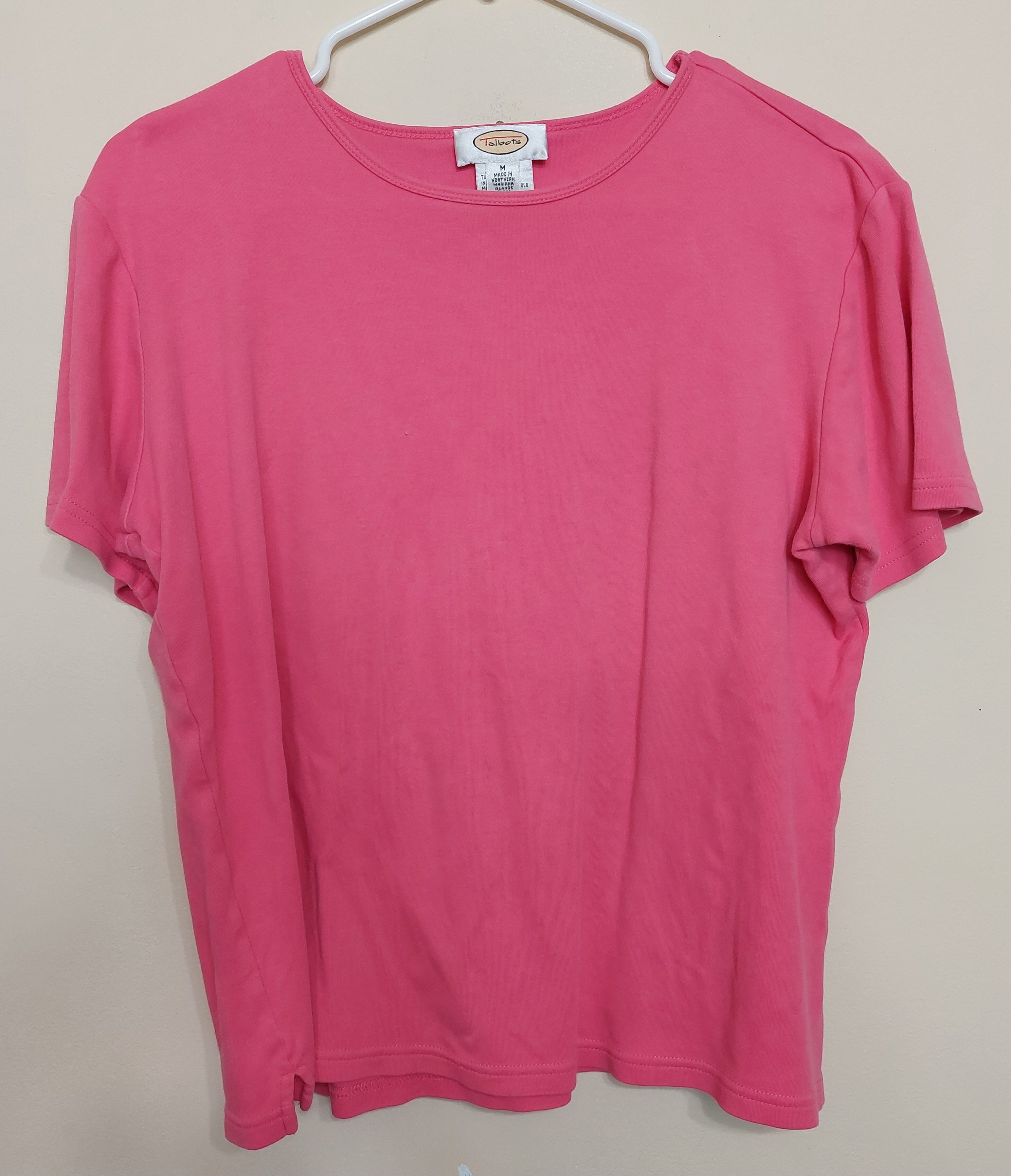 6 13 Talbots M Pink Pima Cotton Short Sleeve Tee Side Slits Classic Top