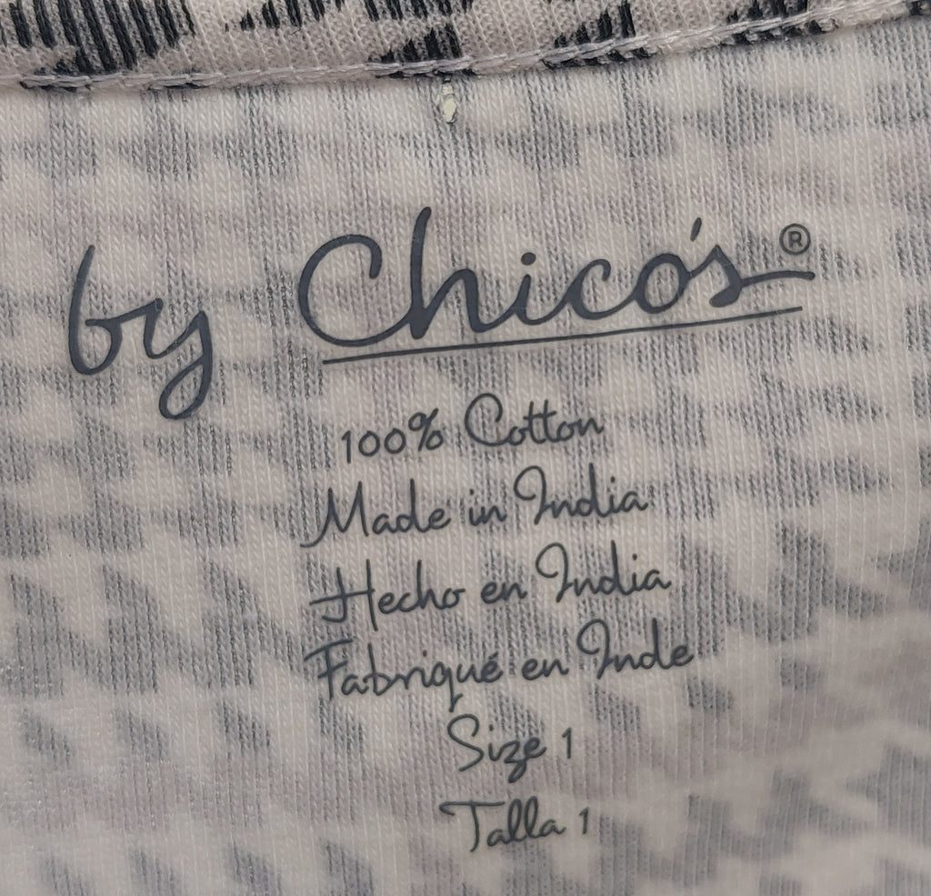 2 46 Chicos Houndstooth black gray Top long sleeve Size 1