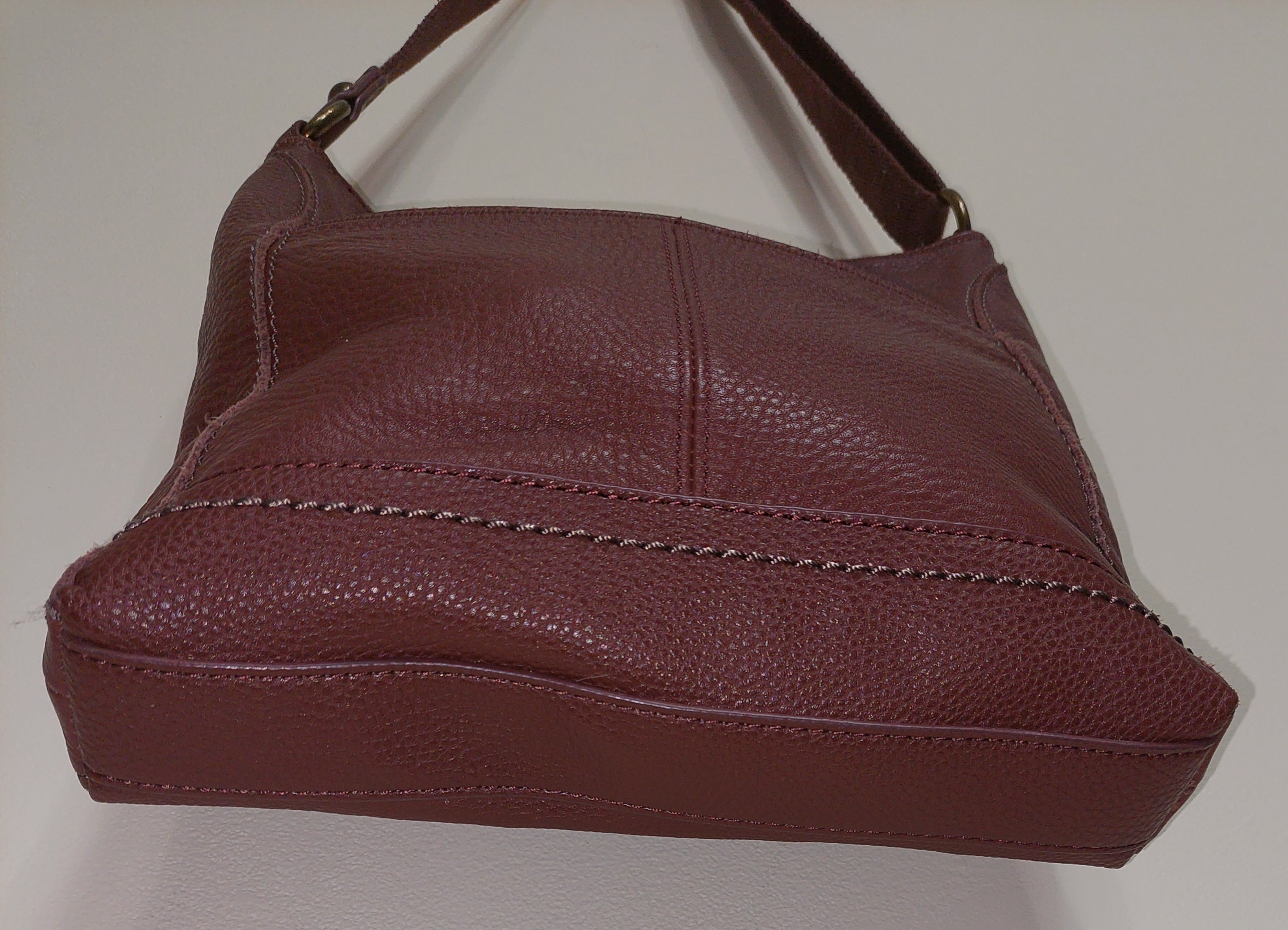 5 13  The Sak Brown Pebble Leather Fringe Crossbody Purse Medium