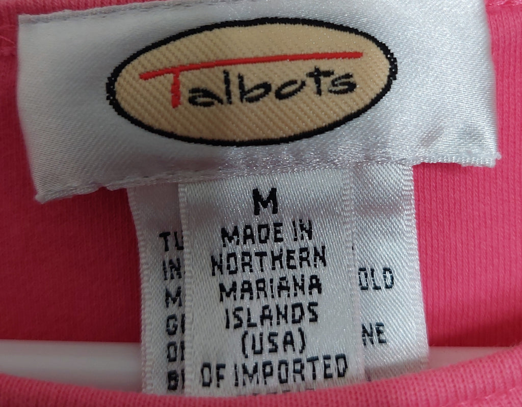 6 13 Talbots M Pink Pima Cotton Short Sleeve Tee Side Slits Classic Top