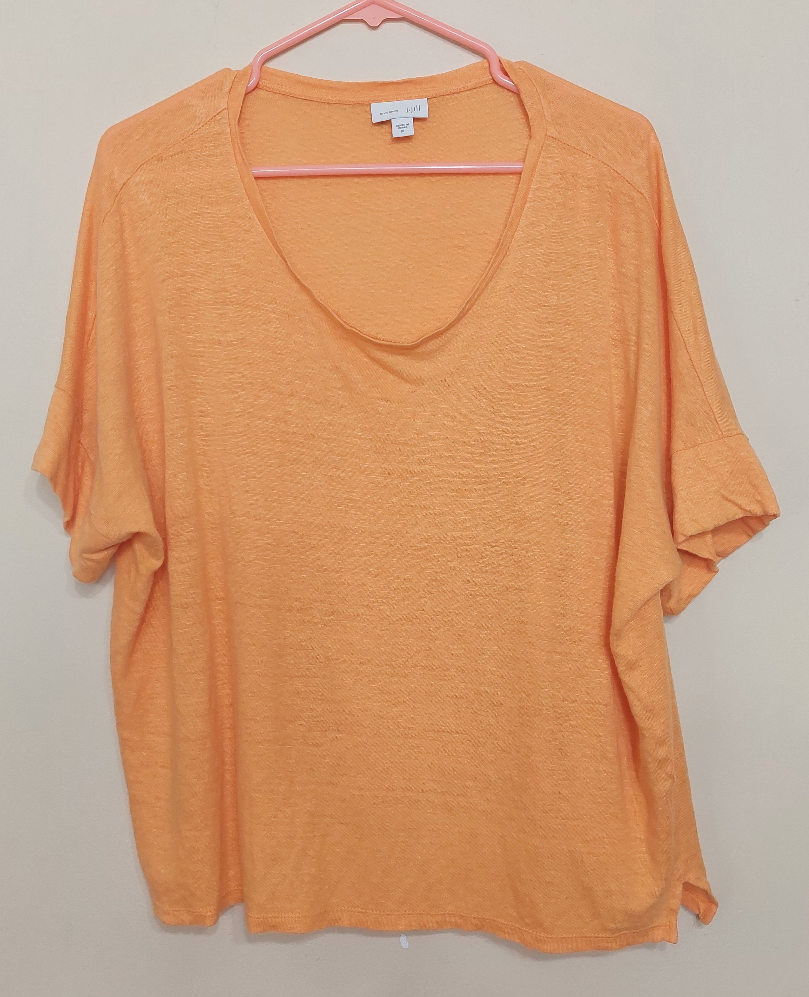 7 13 J Jill Size XL Orange Love Linen Oversized Top