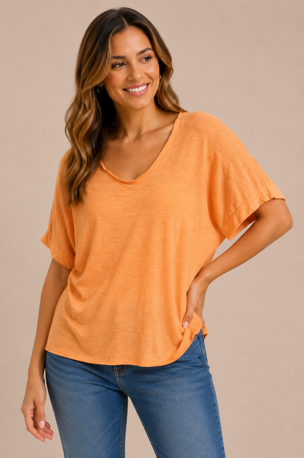 7 13 J Jill Size XL Orange Love Linen Oversized Top
