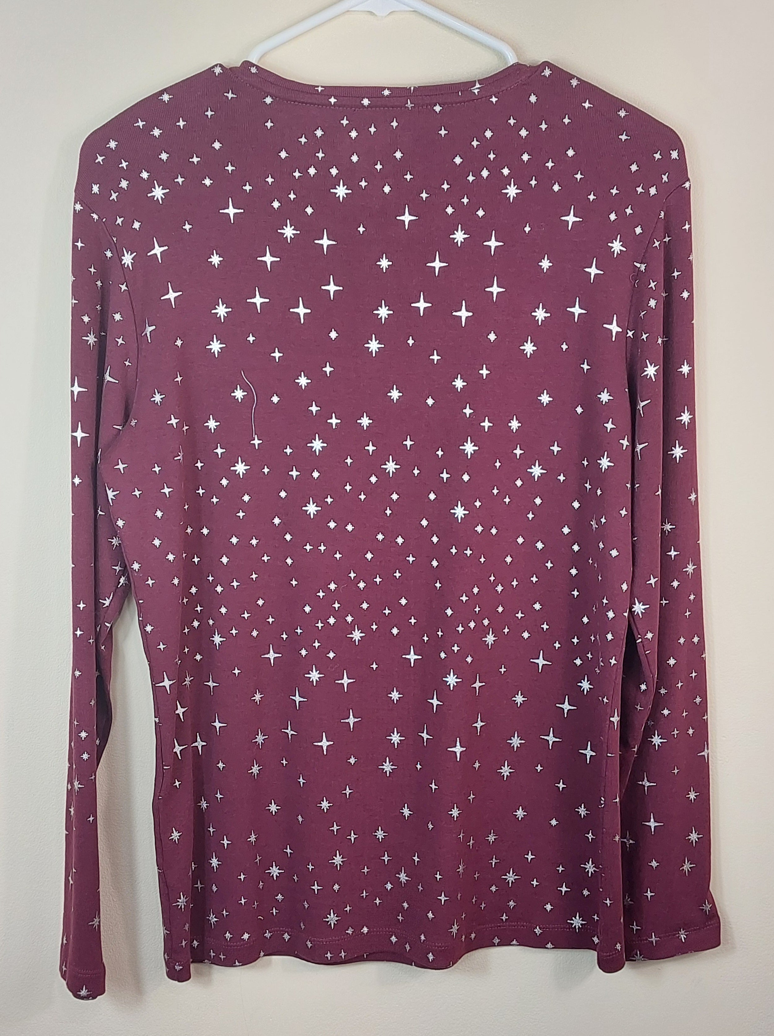 2 08 Chicos Maroon with Stars Long Sleeve Size 1 New with tags