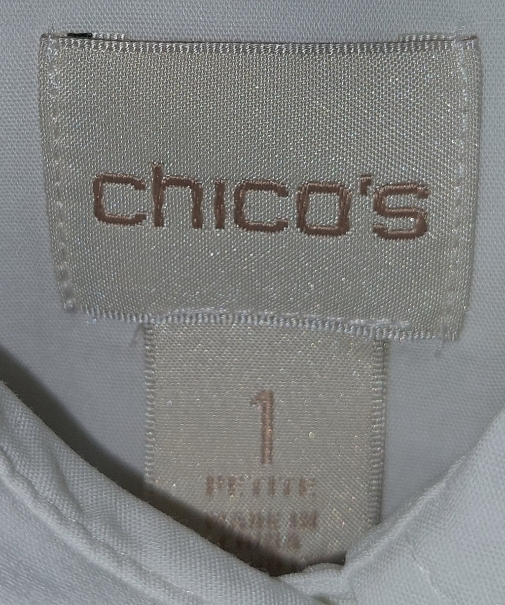 5 14 Chico's No-Iron Travelers Classic White Button-Down Shirt Size 1