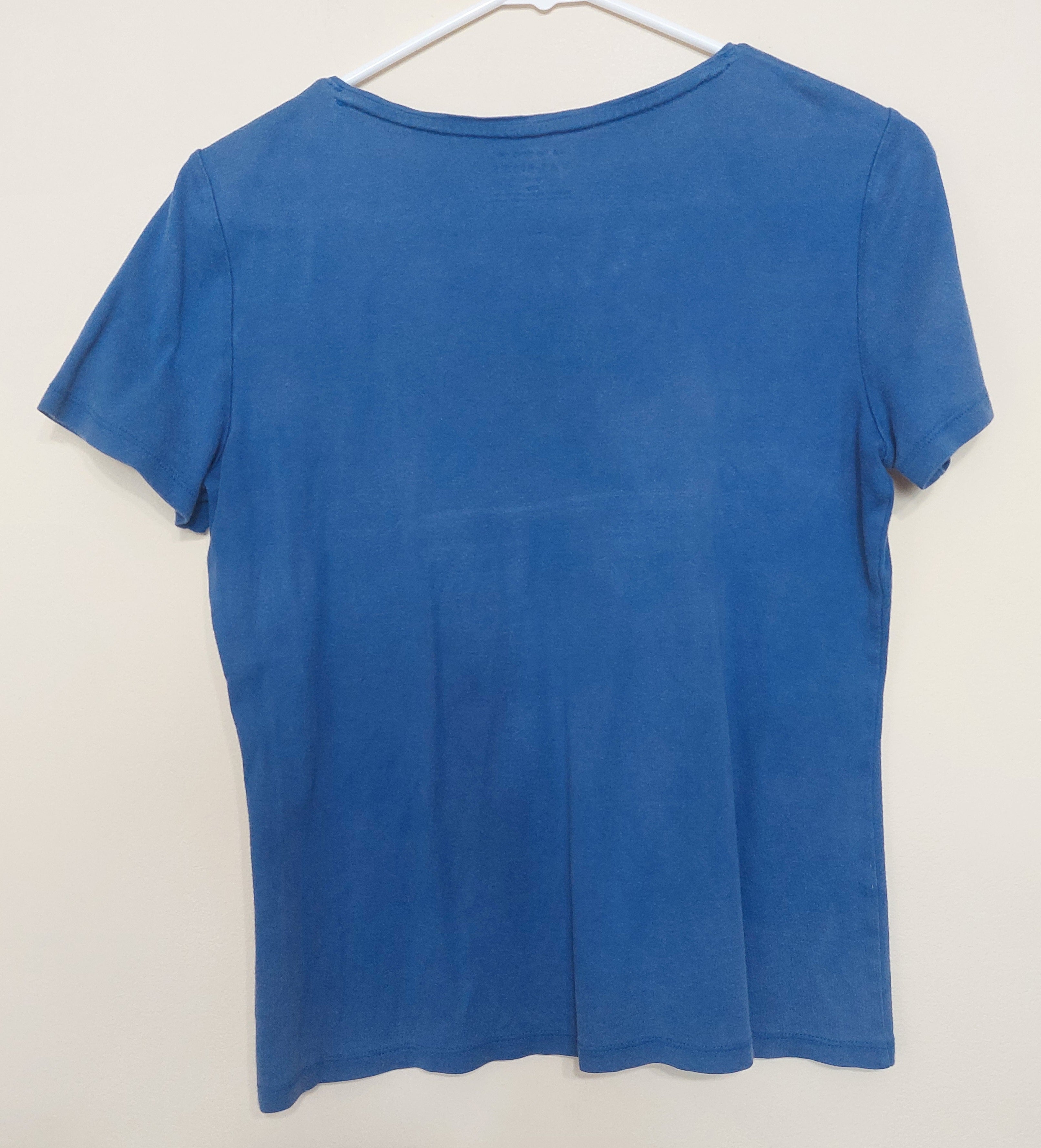 7 14 Talbots Petite Medium Blue Pima Cotton Tee