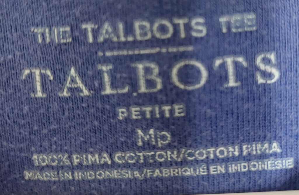 7 14 Talbots Petite Medium Blue Pima Cotton Tee