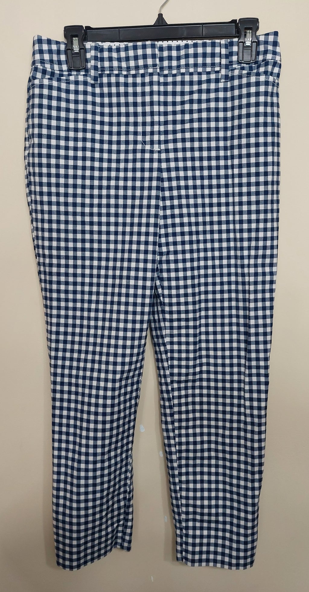 5 15 Talbots Perfect Crop Gingham Pants Navy/White Size 2