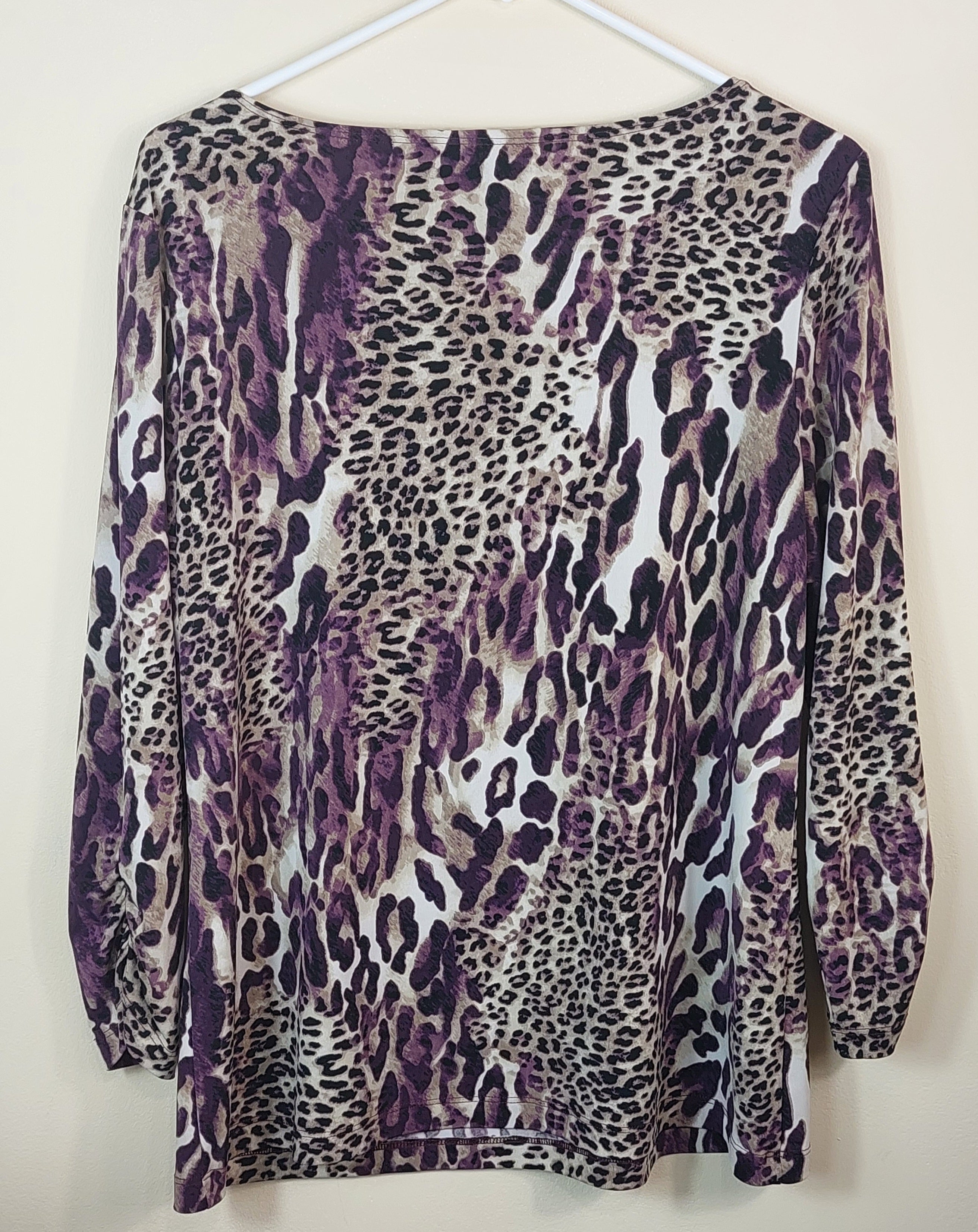 2 24 Chicos purple black brown animal print Tee long sleeve Size 2