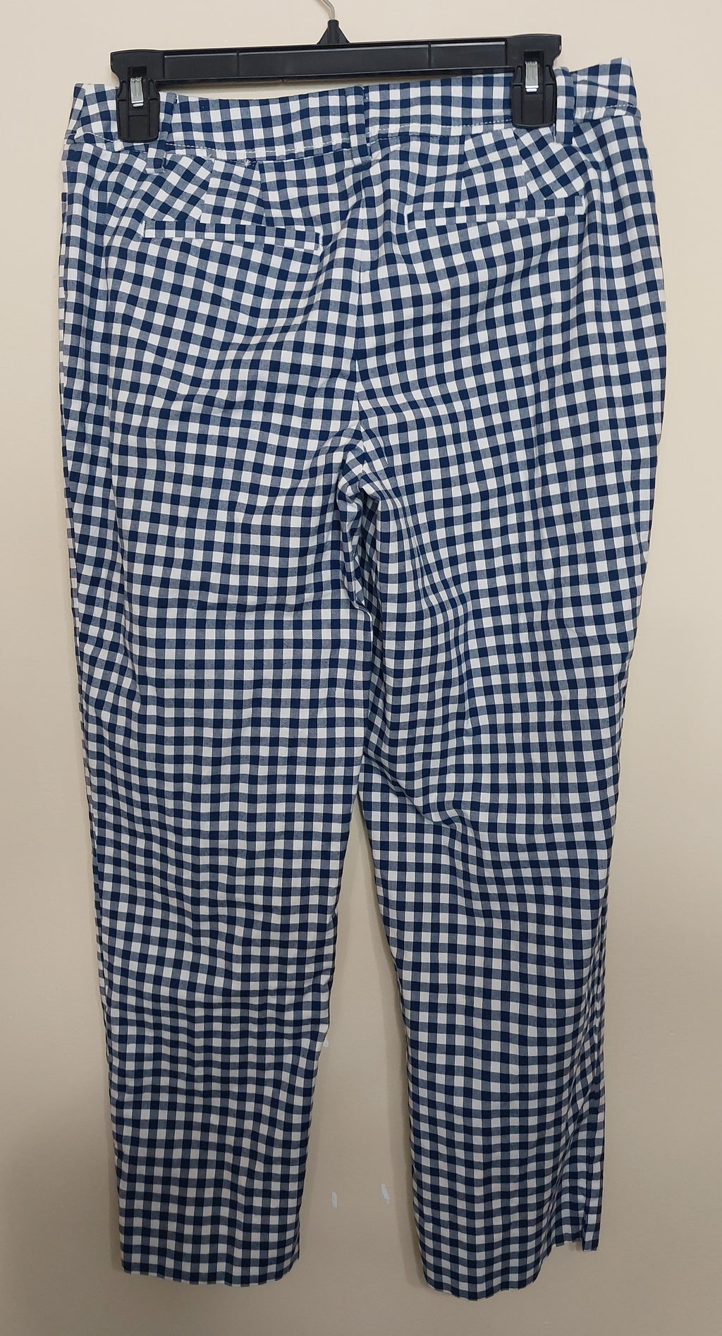 5 15 Talbots Perfect Crop Gingham Pants Navy/White Size 2