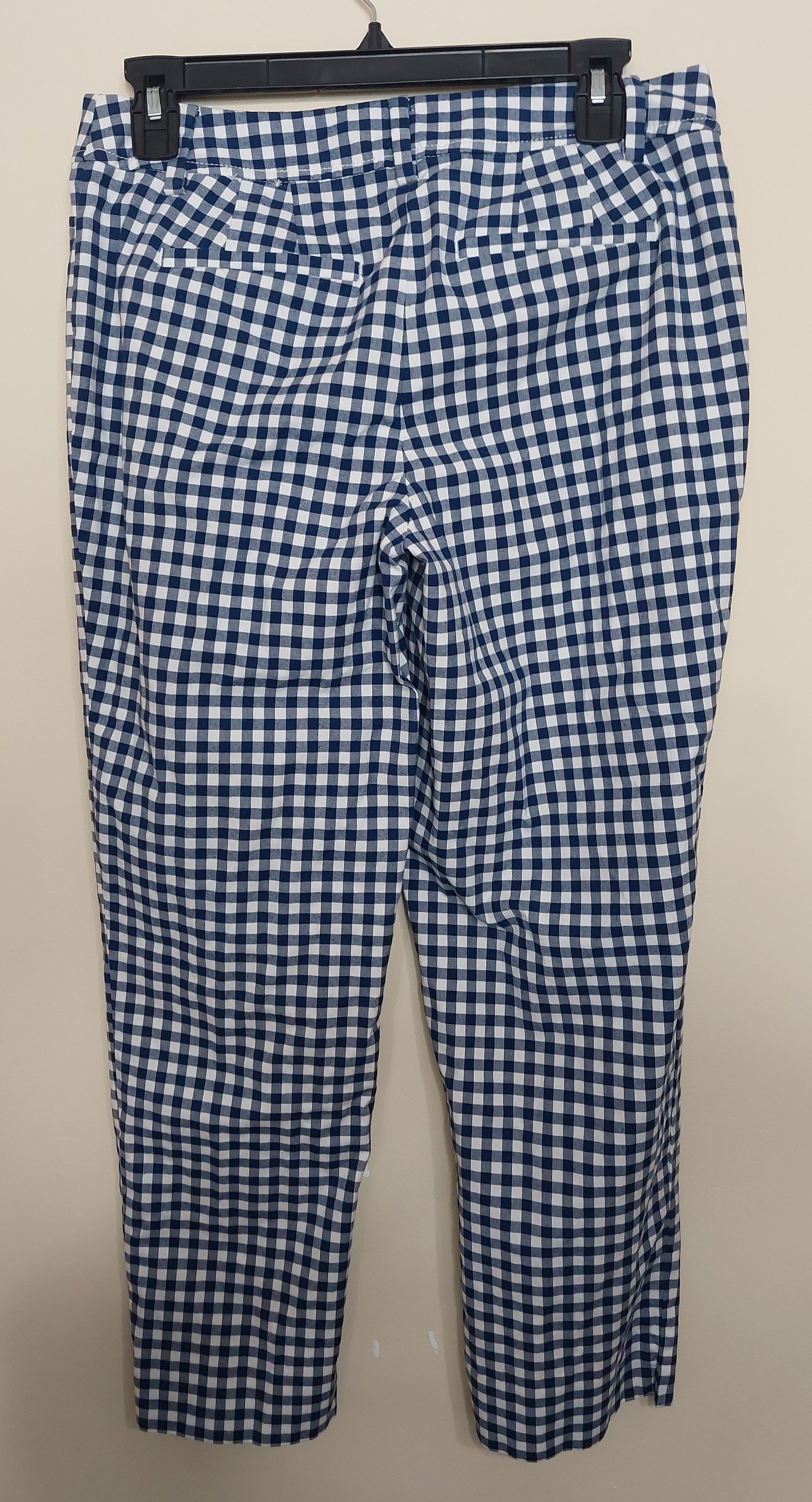 5 15 Talbots Perfect Crop Gingham Pants Navy/White Size 2