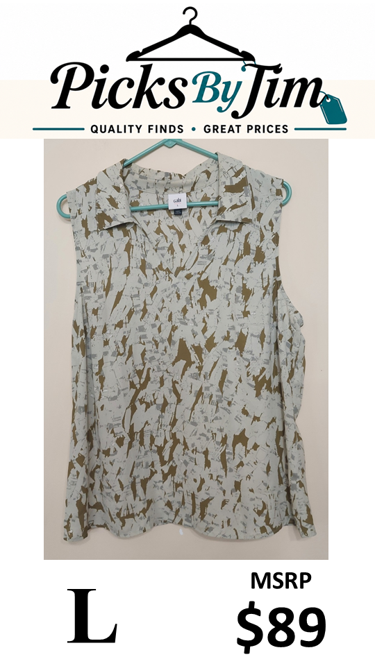 7 15 Cabi Large Abstract Print Sleeveless Collared Top