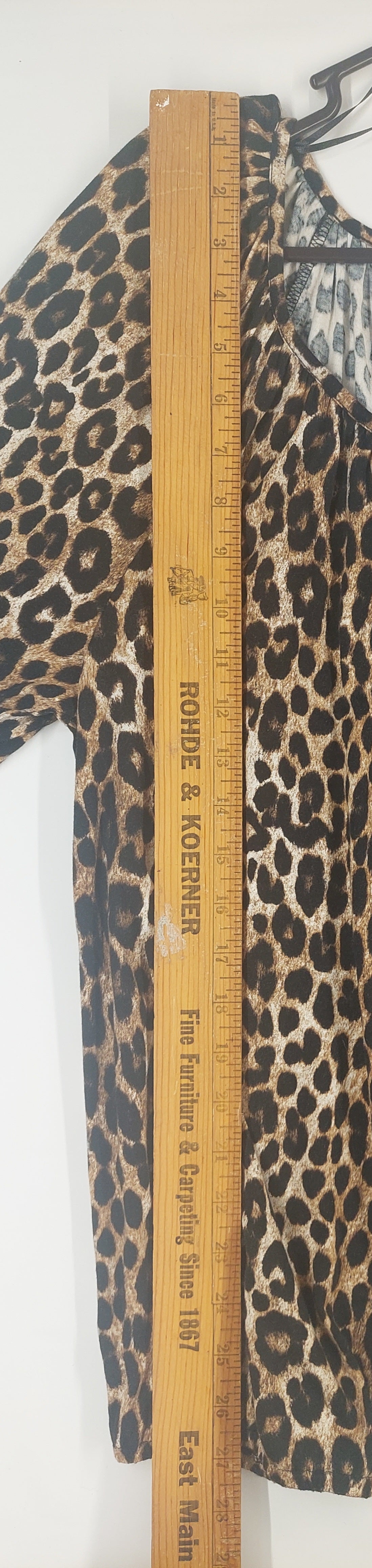 9-15 Michael Kors Large Leopard Print Peasant Blouse 3/4 Sleeve Animal Print