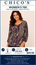 2 24 Chicos purple black brown animal print Tee long sleeve Size 2