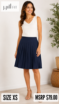 6 15 J. Jill Fit XS Navy Pleated Pull On Skirt