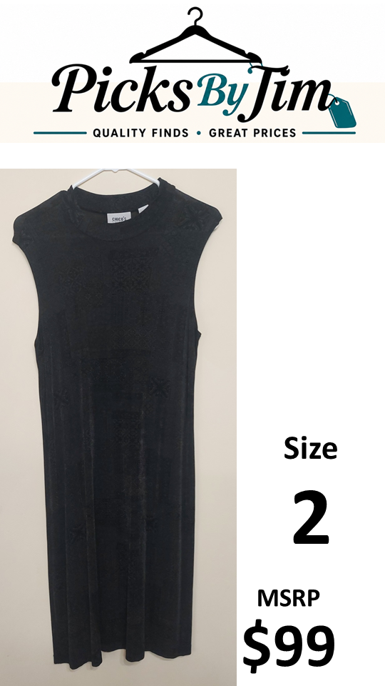 7 16 Chicos Size 2 Travelers Black Tonal Print Maxi Dress