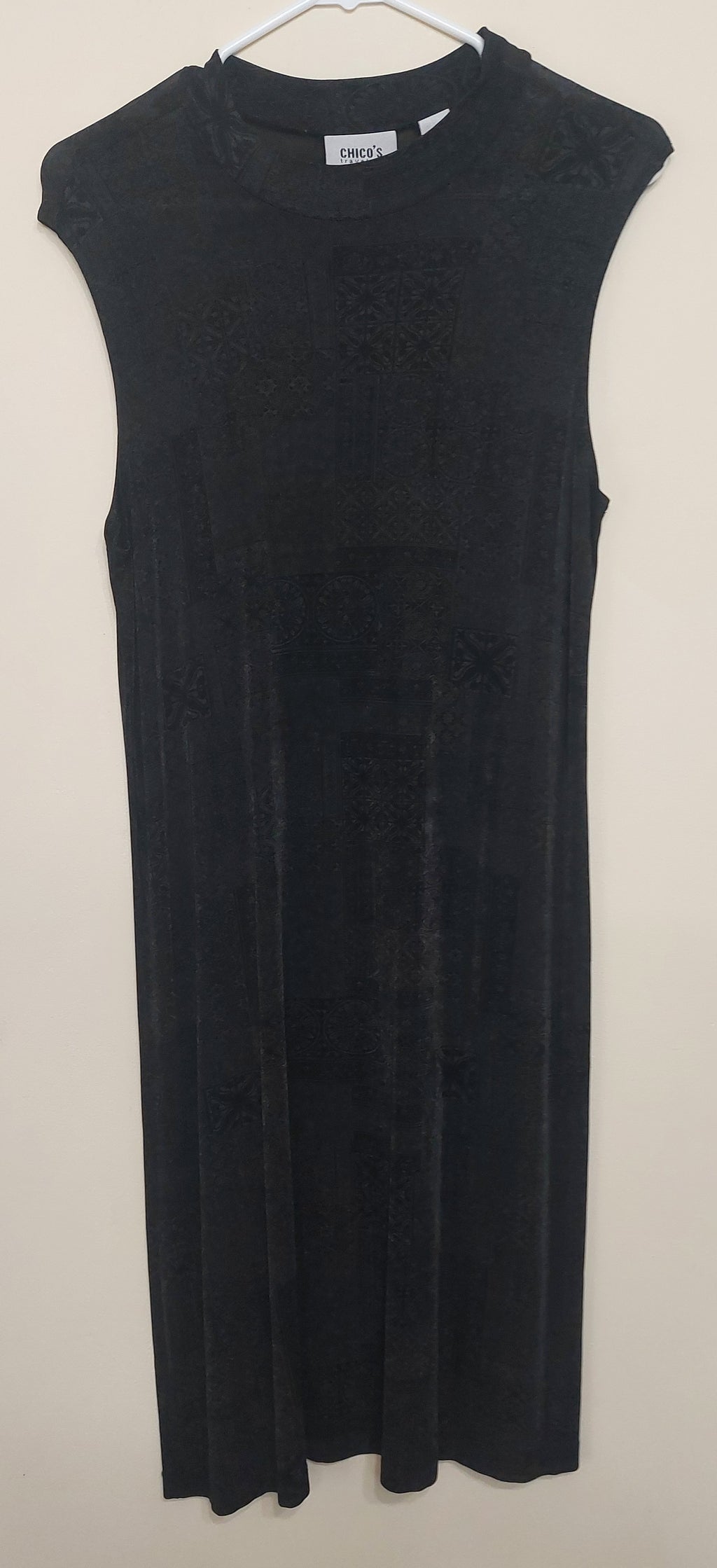 7 16 Chicos Size 2 Travelers Black Tonal Print Maxi Dress