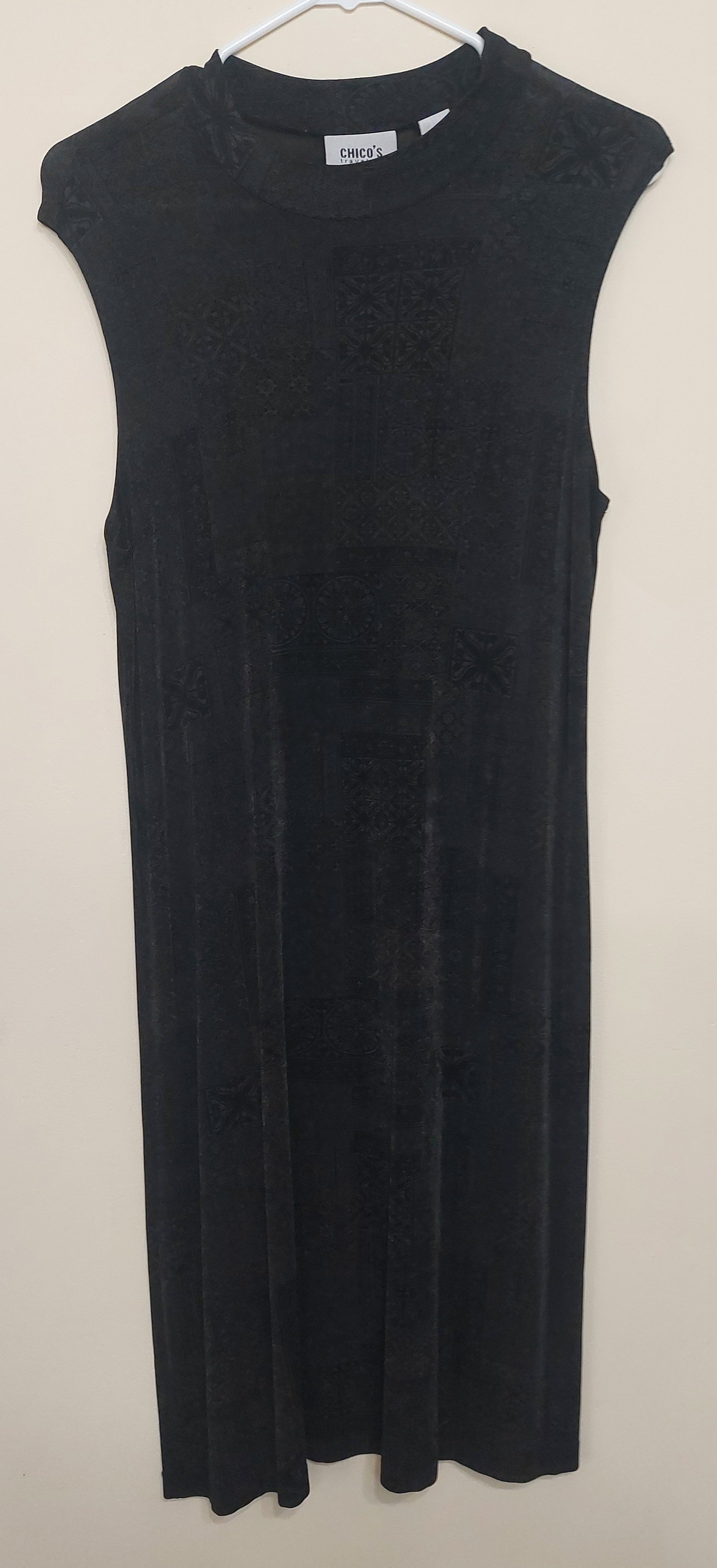 7 16 Chicos Size 2 Travelers Black Tonal Print Maxi Dress