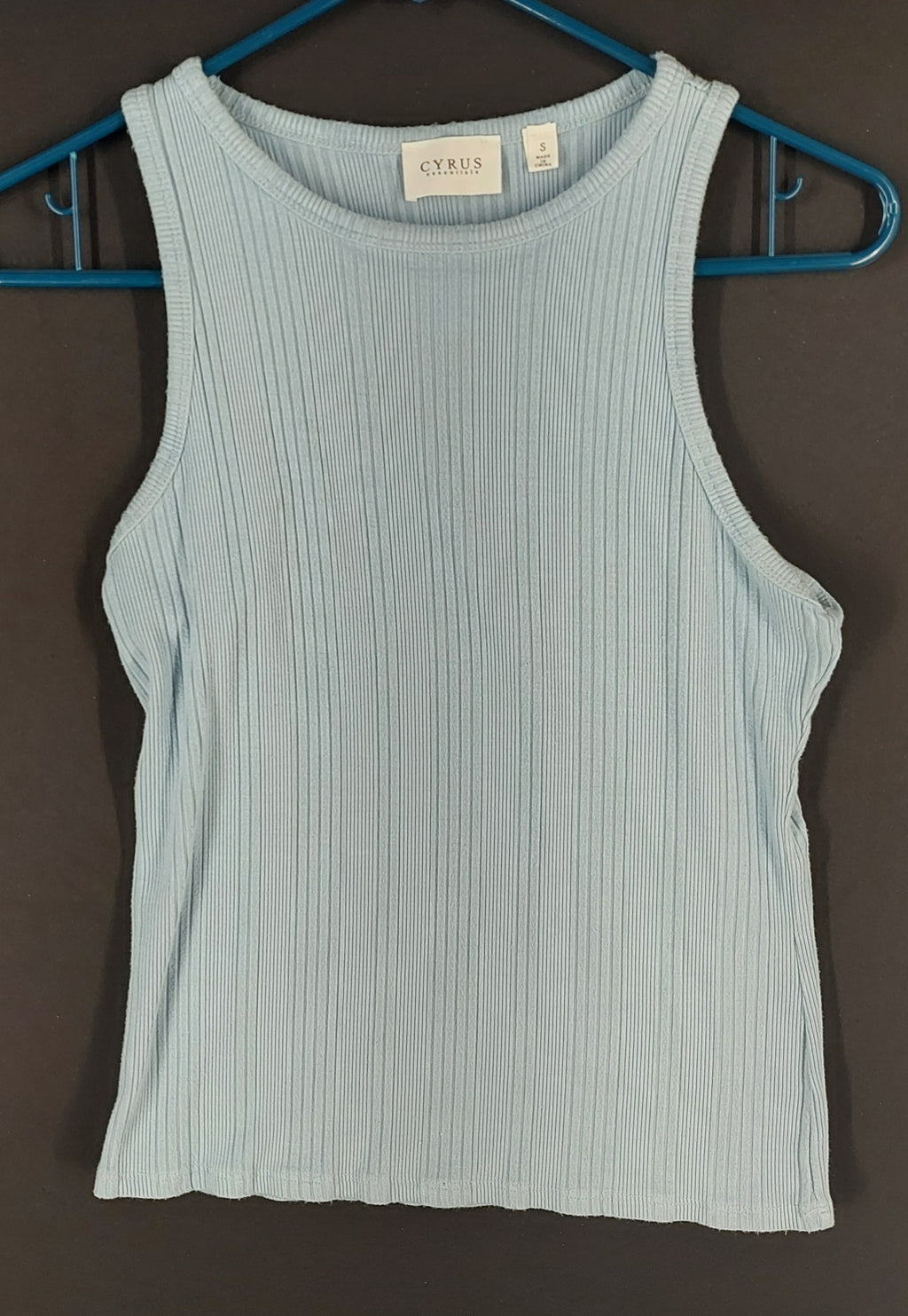 8-16 Cyrus Essentials Size S Light Blue Ribbed Sleeveless Tank Top Stretch Casual