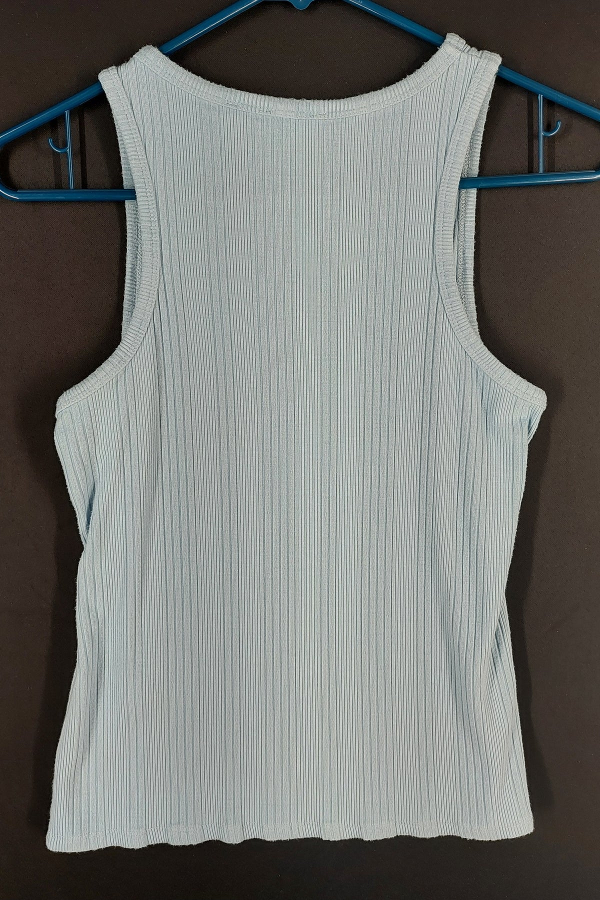 8-16 Cyrus Essentials Size S Light Blue Ribbed Sleeveless Tank Top Stretch Casual