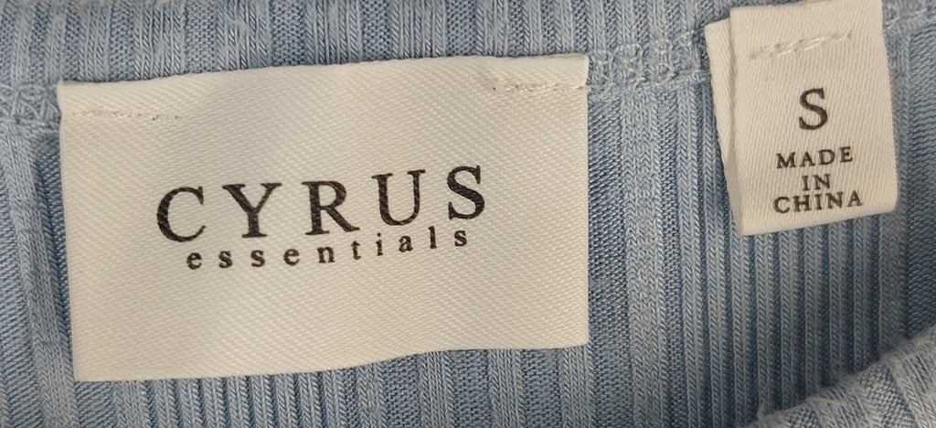 8-16 Cyrus Essentials Size S Light Blue Ribbed Sleeveless Tank Top Stretch Casual