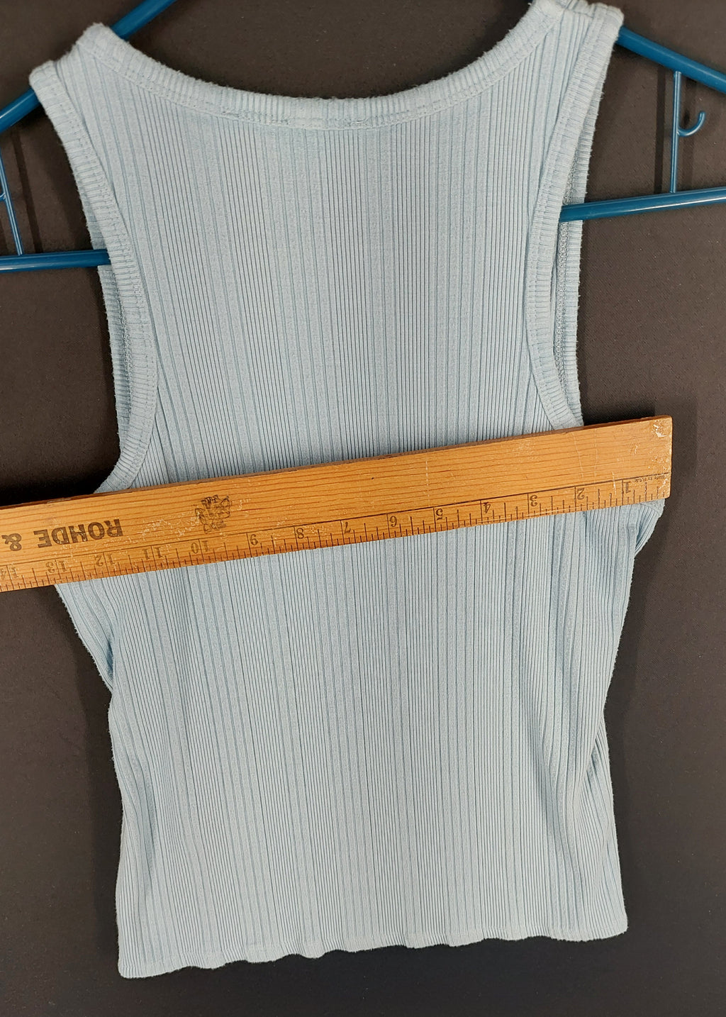 8-16 Cyrus Essentials Size S Light Blue Ribbed Sleeveless Tank Top Stretch Casual