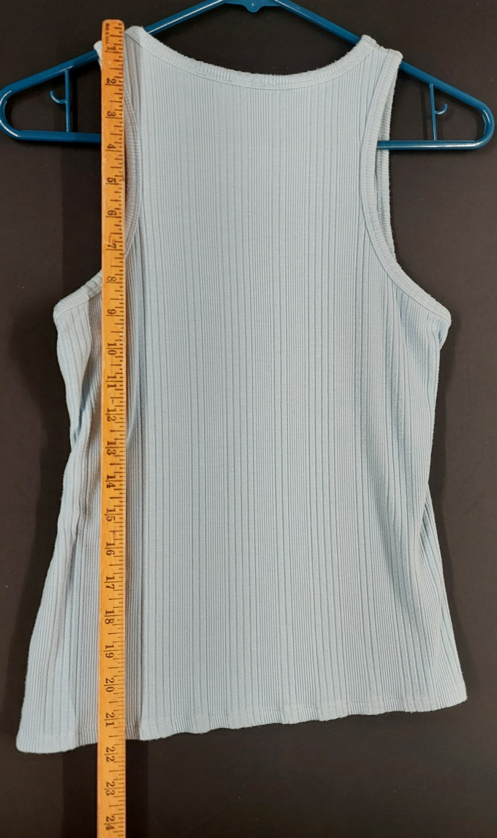 8-16 Cyrus Essentials Size S Light Blue Ribbed Sleeveless Tank Top Stretch Casual