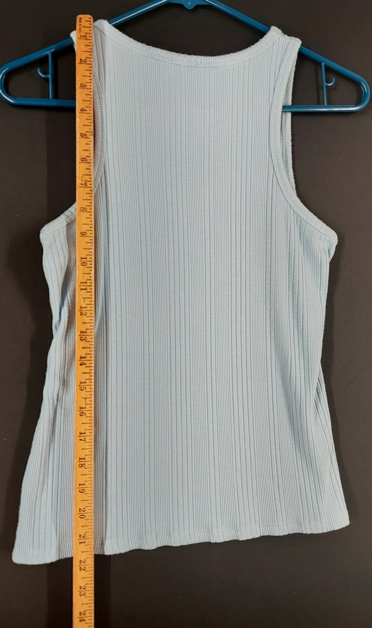 8-16 Cyrus Essentials Size S Light Blue Ribbed Sleeveless Tank Top Stretch Casual
